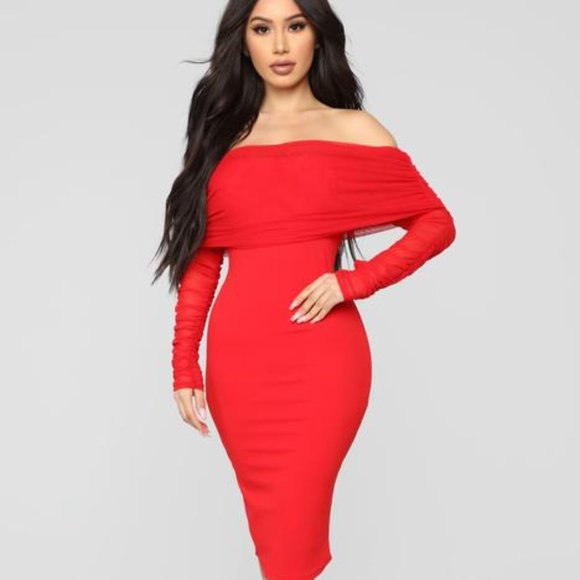 Take Me On A Dinner Date Dress - Red - Picture 1 of 5